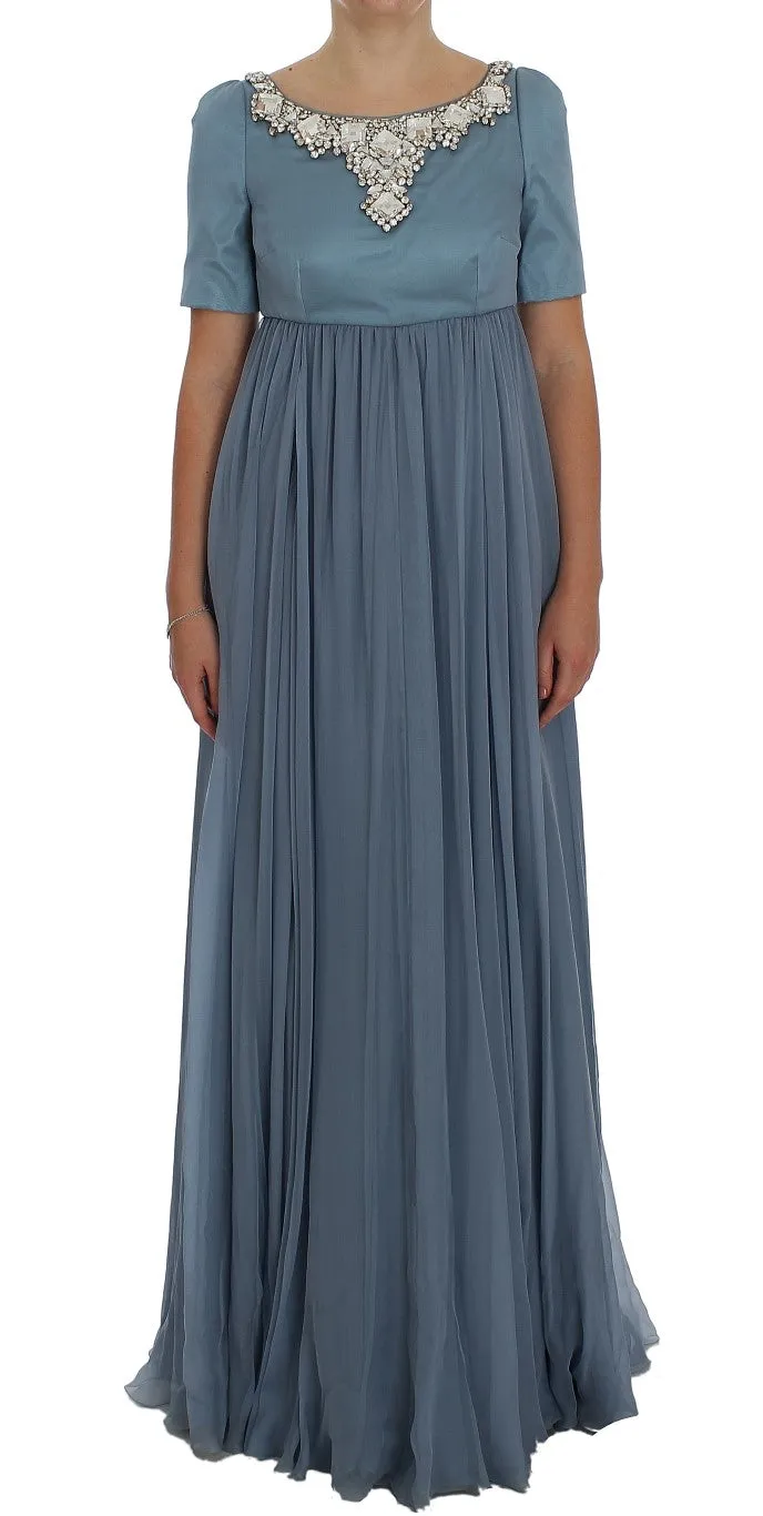 Elegant Crystal-Embellished Silk Gown sold by Louxly