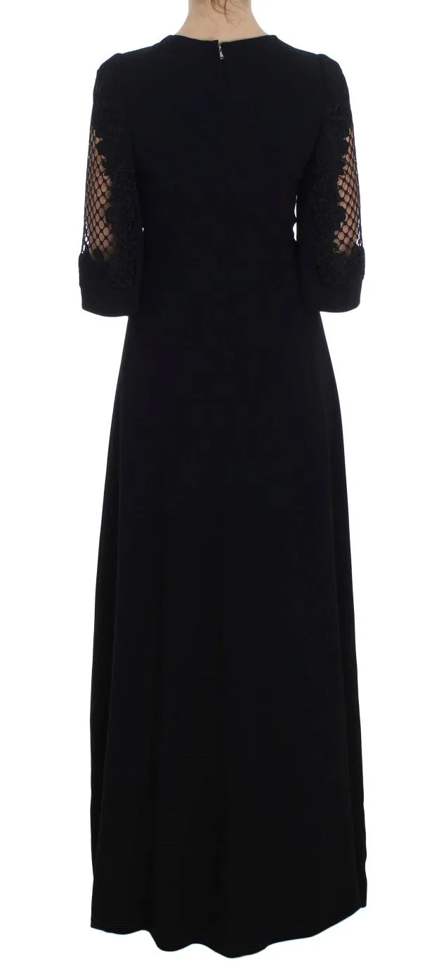 Elegant Black Wool Cutout Maxi Dress sold by Louxly product image thumbnail 3
