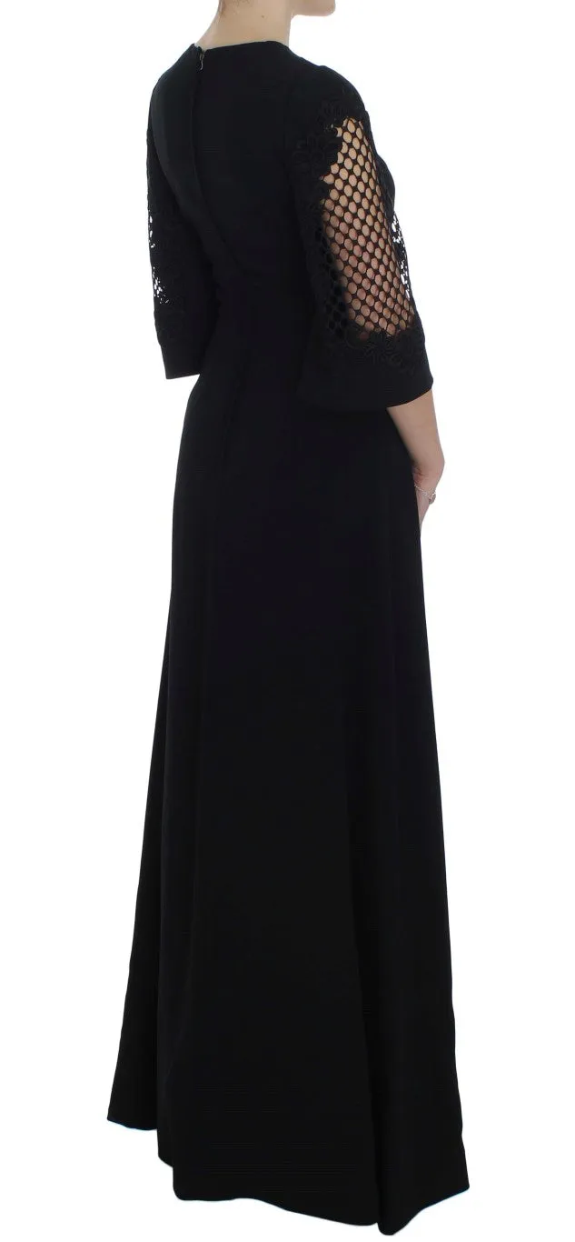 Elegant Black Wool Cutout Maxi Dress sold by Louxly product image thumbnail 4