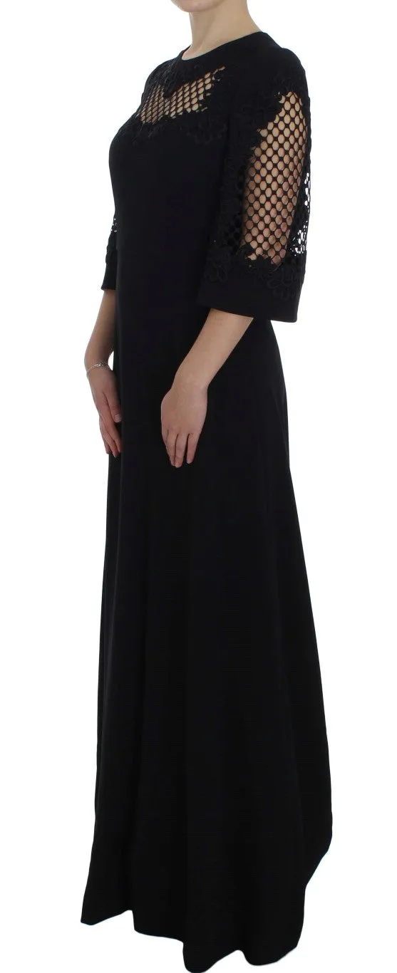 Elegant Black Wool Cutout Maxi Dress sold by Louxly product image thumbnail 2