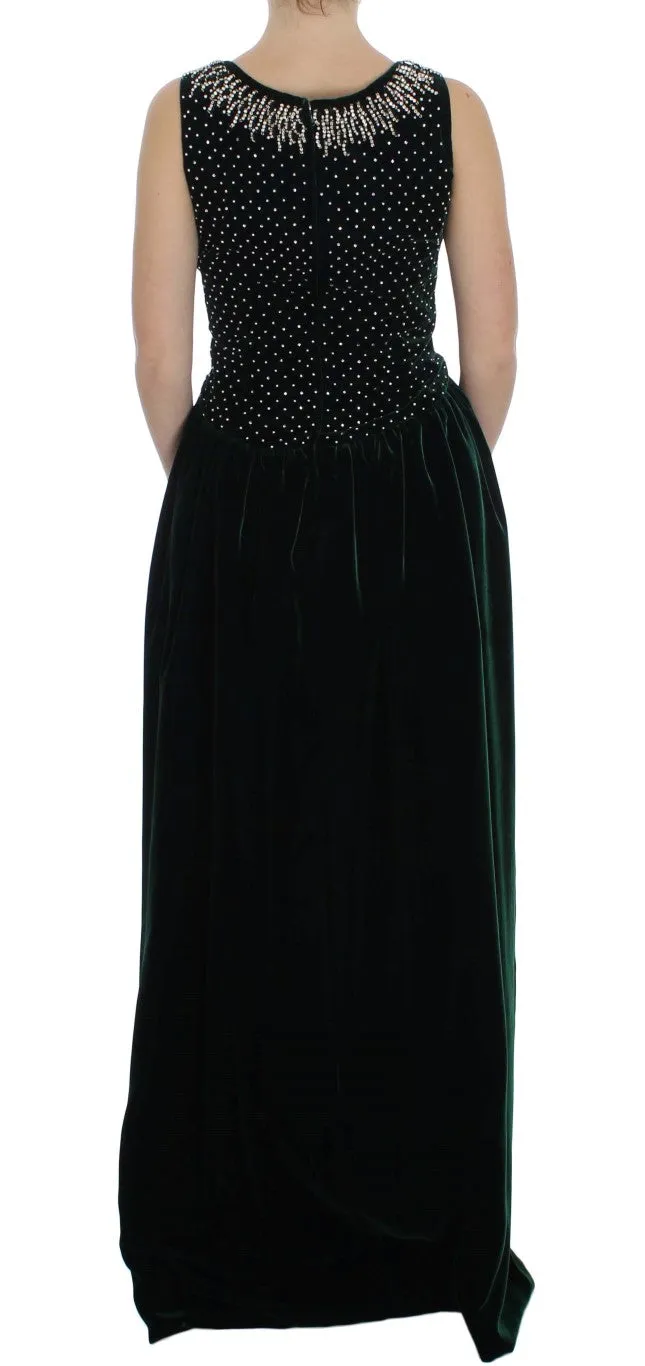 Enchanted Emerald Velvet Crystal Maxi Dress sold by Louxly product image thumbnail 3