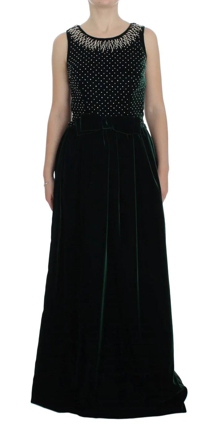 Enchanted Emerald Velvet Crystal Maxi Dress sold by Louxly