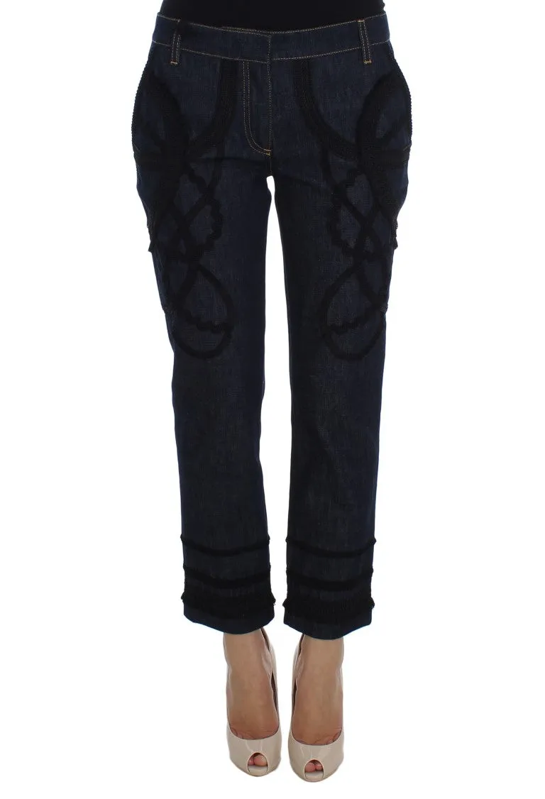 Embroidered Capri Jeans for Elegant Styling sold by Louxly