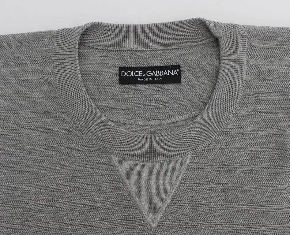 Elegant Gray Silk Crewneck Pullover Sweater sold by Louxly product image thumbnail 5