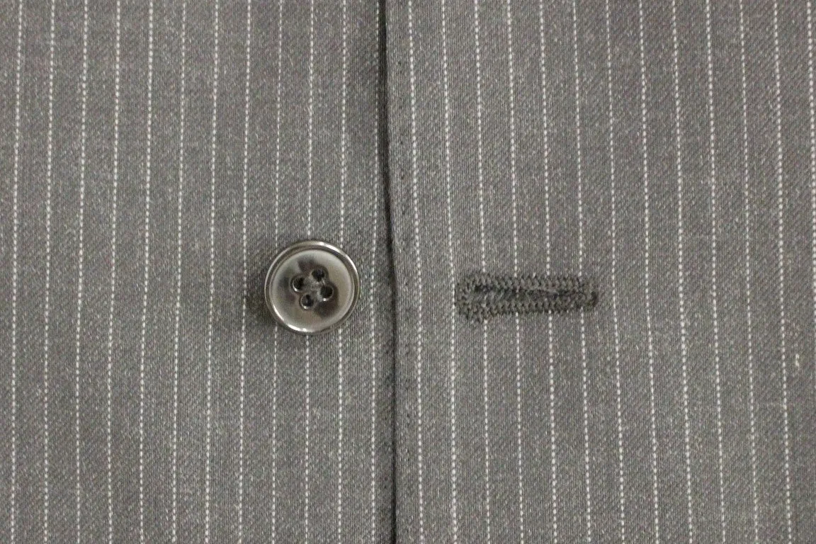Elegant Gray Striped Dress Vest sold by Louxly product image thumbnail 5