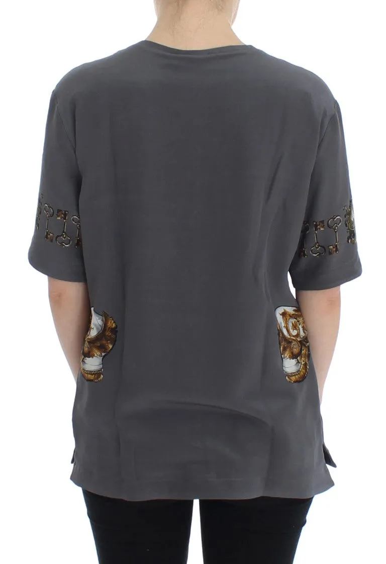 Enchanted Sicily Silk Blouse with Knight Print sold by Louxly product image thumbnail 3