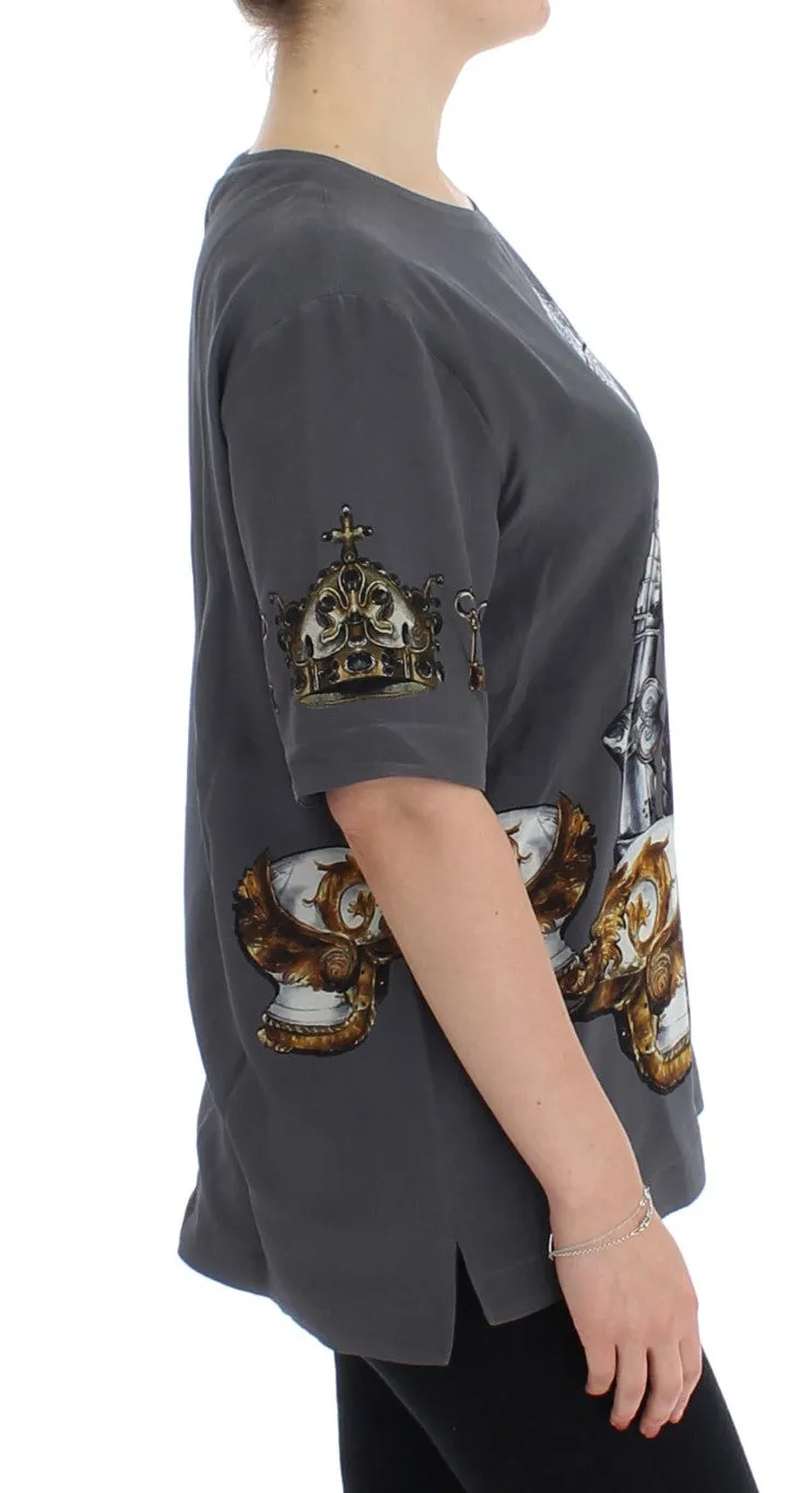 Enchanted Sicily Silk Blouse with Knight Print sold by Louxly product image thumbnail 4