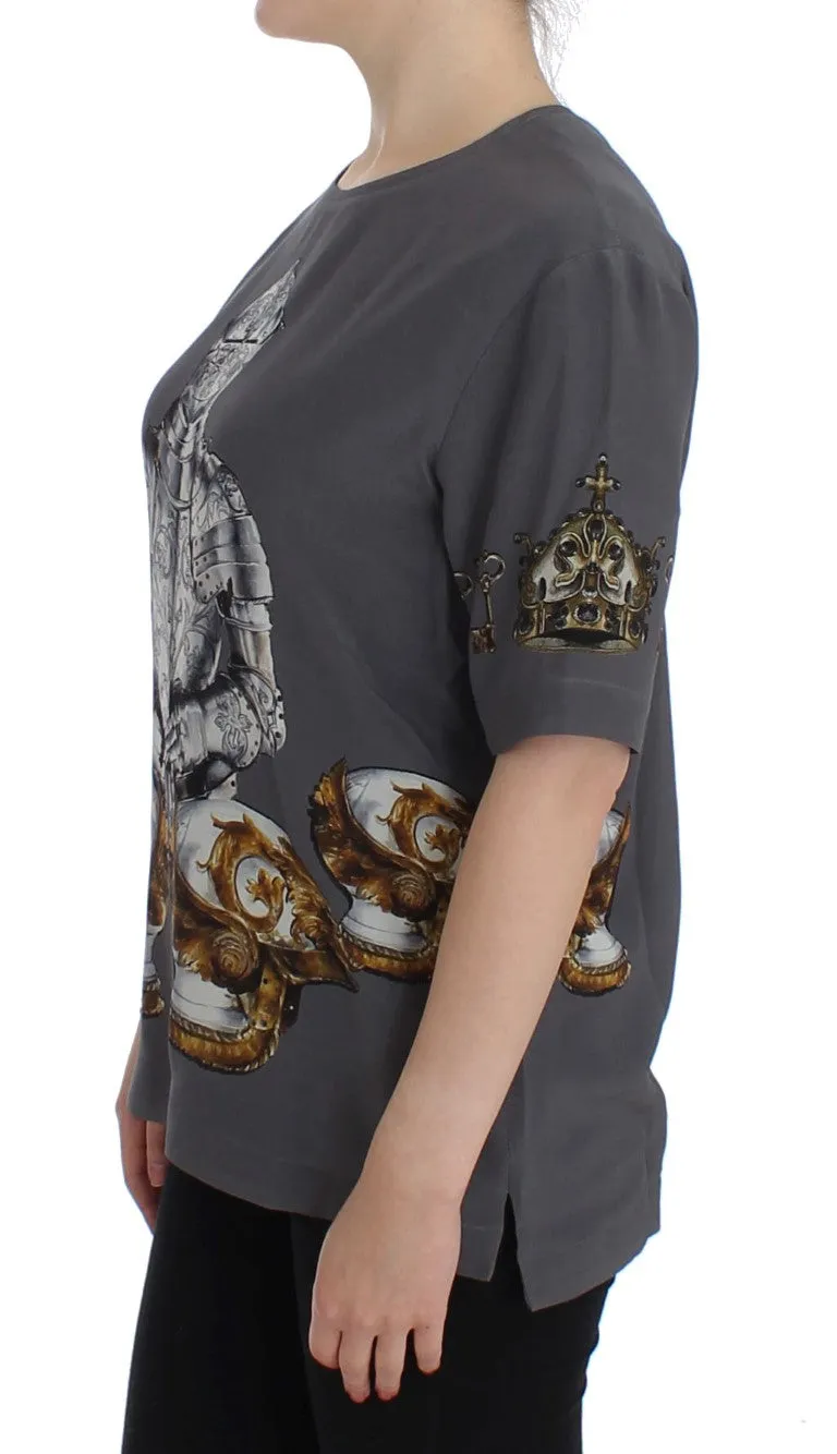 Enchanted Sicily Silk Blouse with Knight Print sold by Louxly product image thumbnail 2