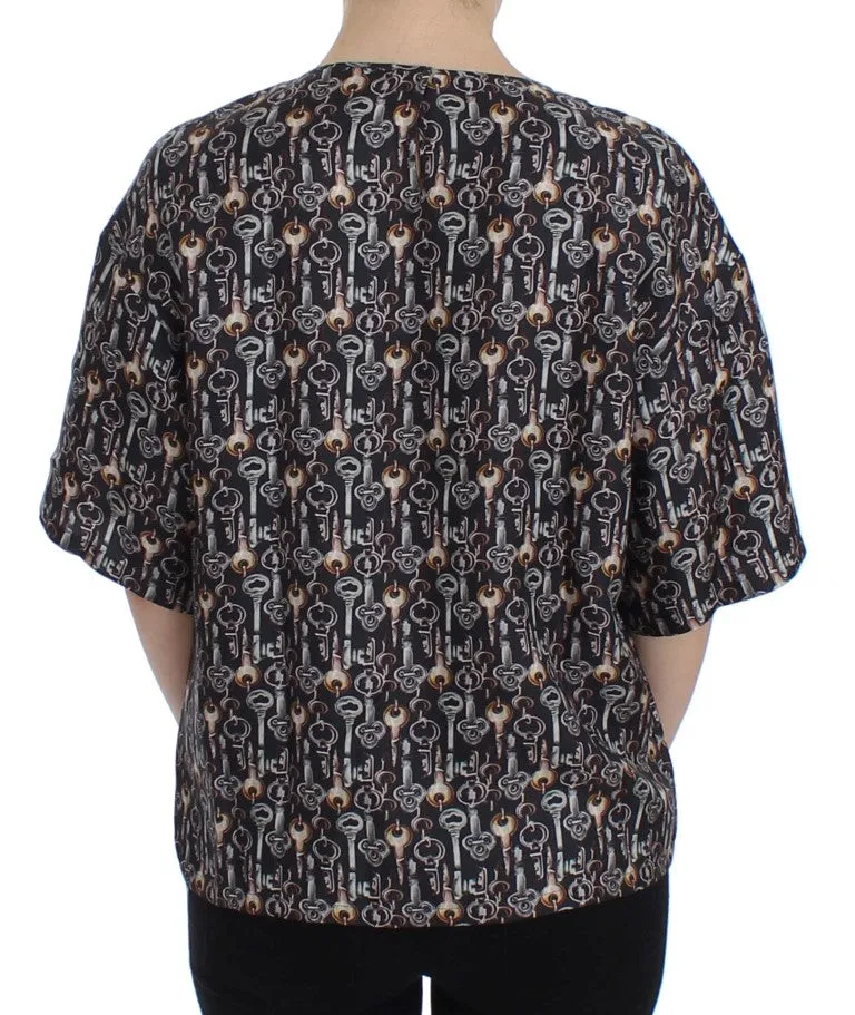 Enchanted Sicily Silk Blouse with Key Print sold by Louxly product image thumbnail 3