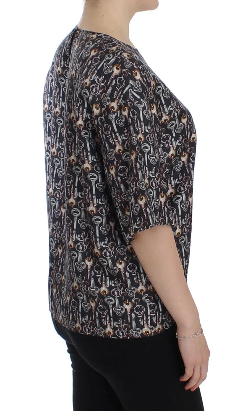 Enchanted Sicily Silk Blouse with Key Print sold by Louxly product image thumbnail 4