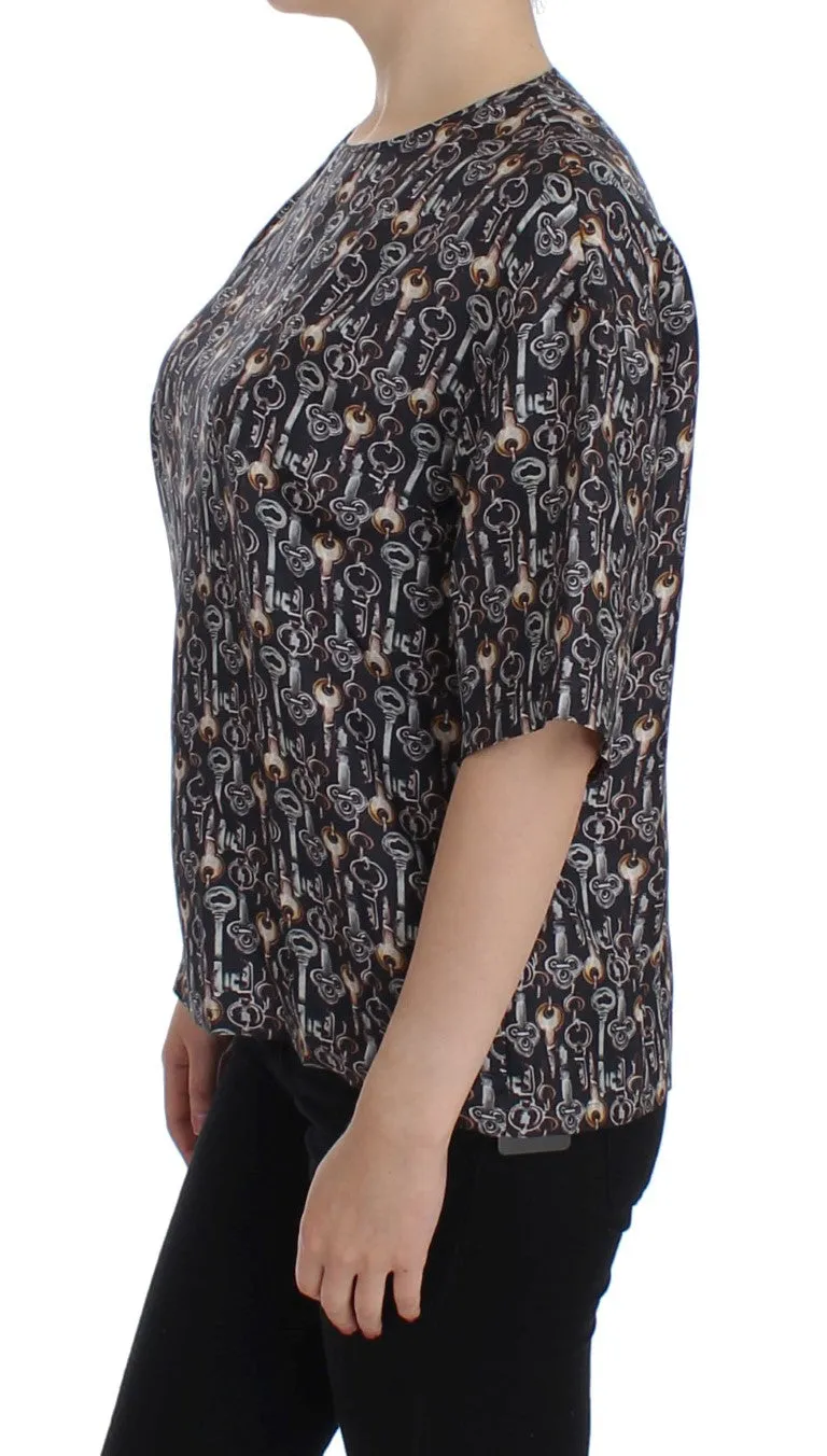 Enchanted Sicily Silk Blouse with Key Print sold by Louxly product image thumbnail 2