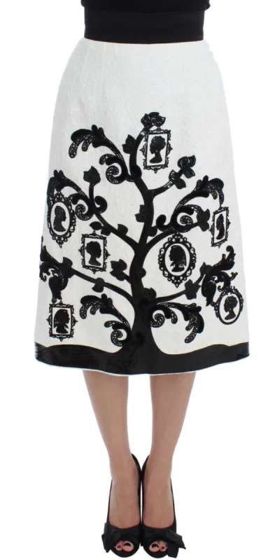 Elegant Floral Brocade High-Waist Skirt sold by Louxly