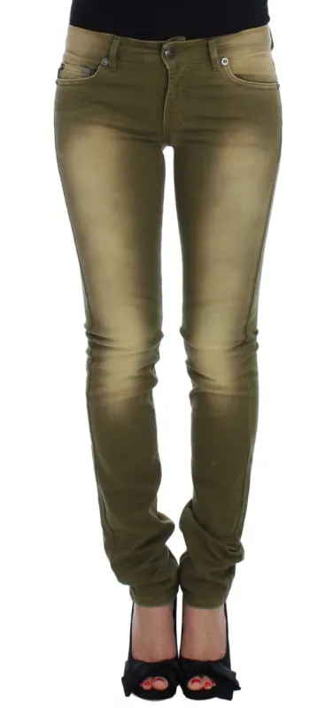 Green Slim Fit Cotton Stretch Jeans sold by Louxly