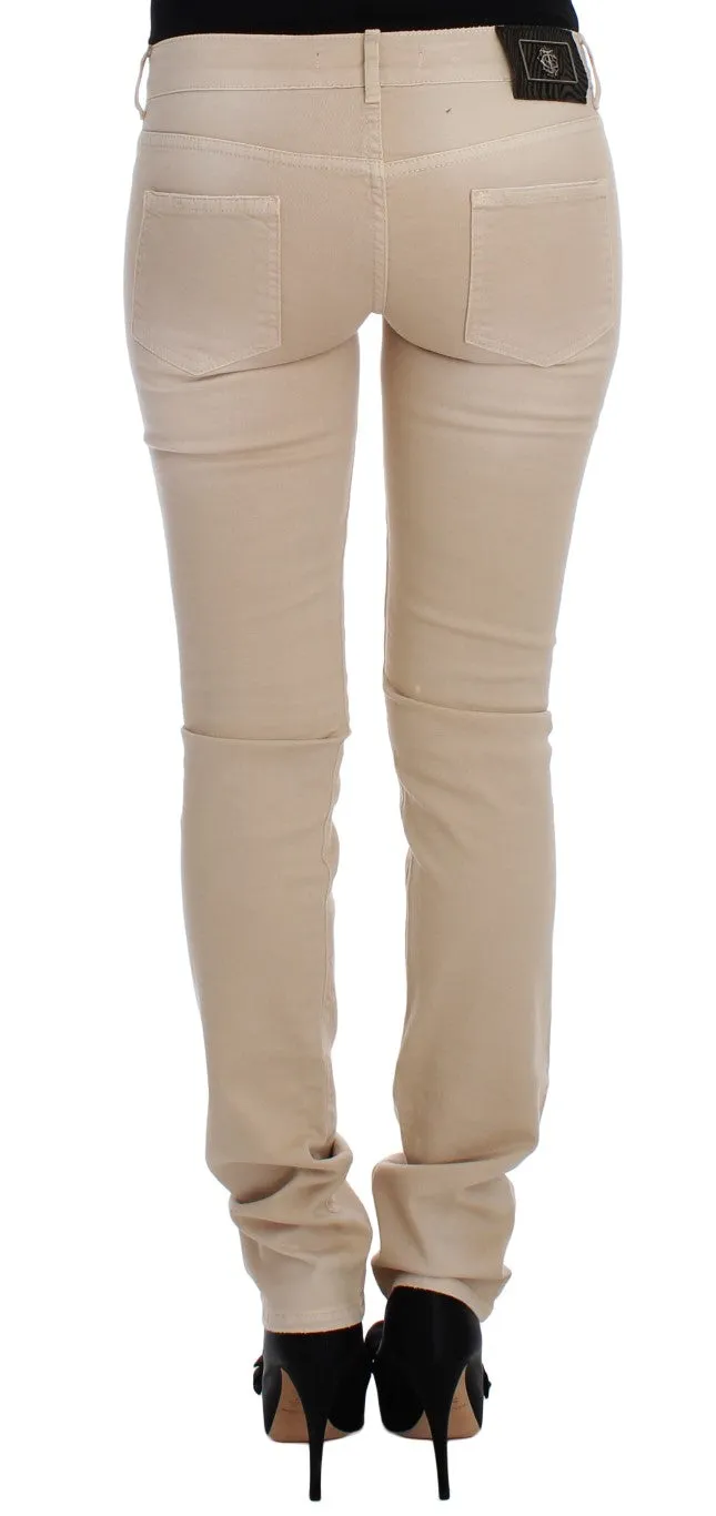 Beige Cotton Stretch Slim Fit Jeans sold by Louxly product image thumbnail 3