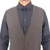Elegant Brown Striped Wool Dress Vest sold by Louxly