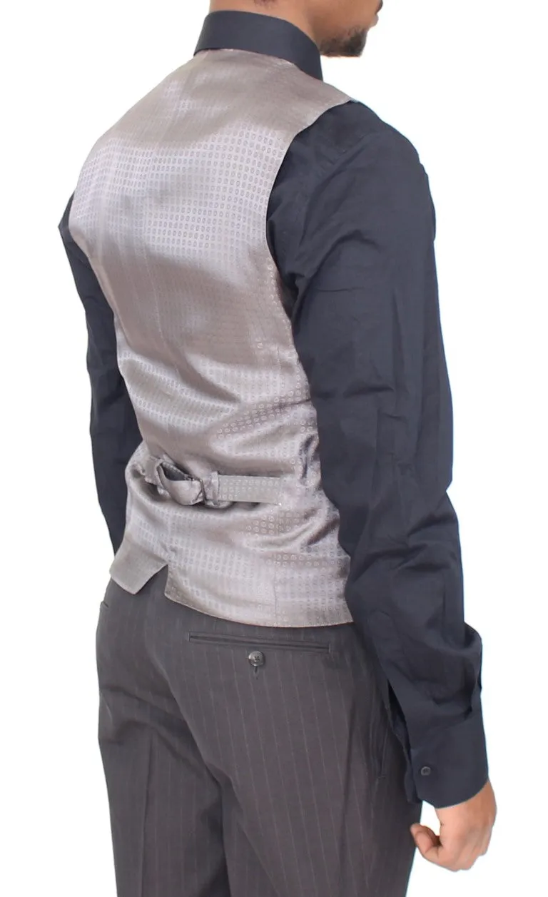 Elegant Gray Striped Dress Vest sold by Louxly product image thumbnail 4