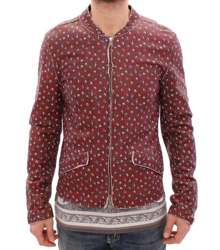 Exclusive Boxer Print Bordeaux Leather Jacket sold by Louxly