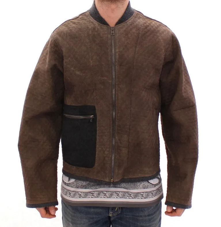 Elegant Leather & Wool Blend Jacket sold by Louxly product image thumbnail 3