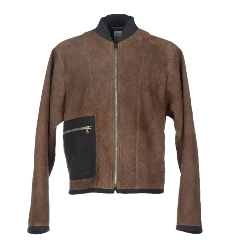 Elegant Leather & Wool Blend Jacket sold by Louxly
