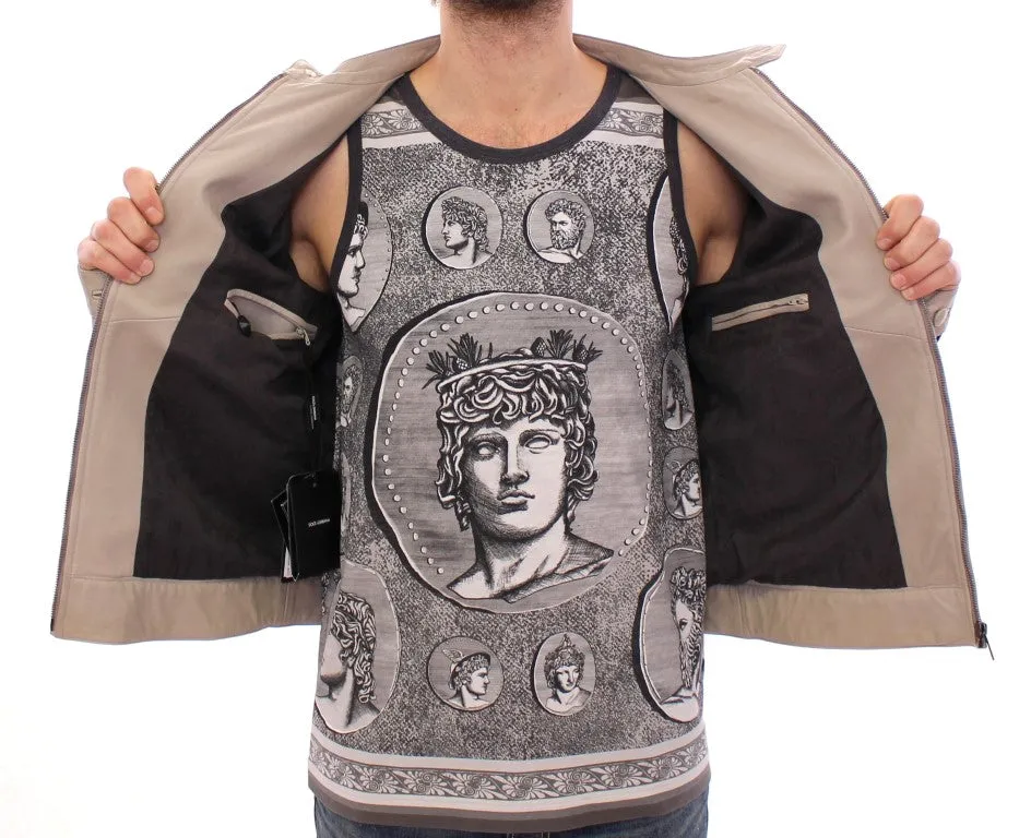 Elegant Beige Leather Lambskin Jacket sold by Louxly product image thumbnail 5