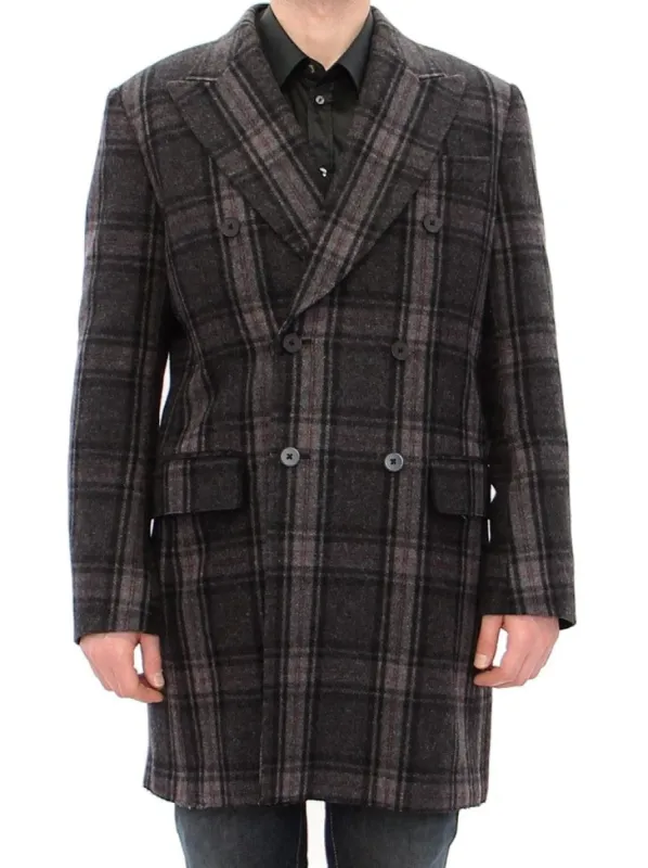 Sicilia Checkered Wool Blend Coat sold by Louxly