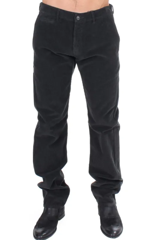 Elegant Black Cotton Corduroy Pants sold by Louxly