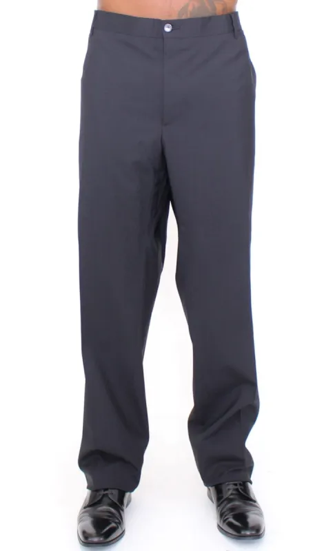 Elegant Pleated Black Wool Trousers sold by Louxly