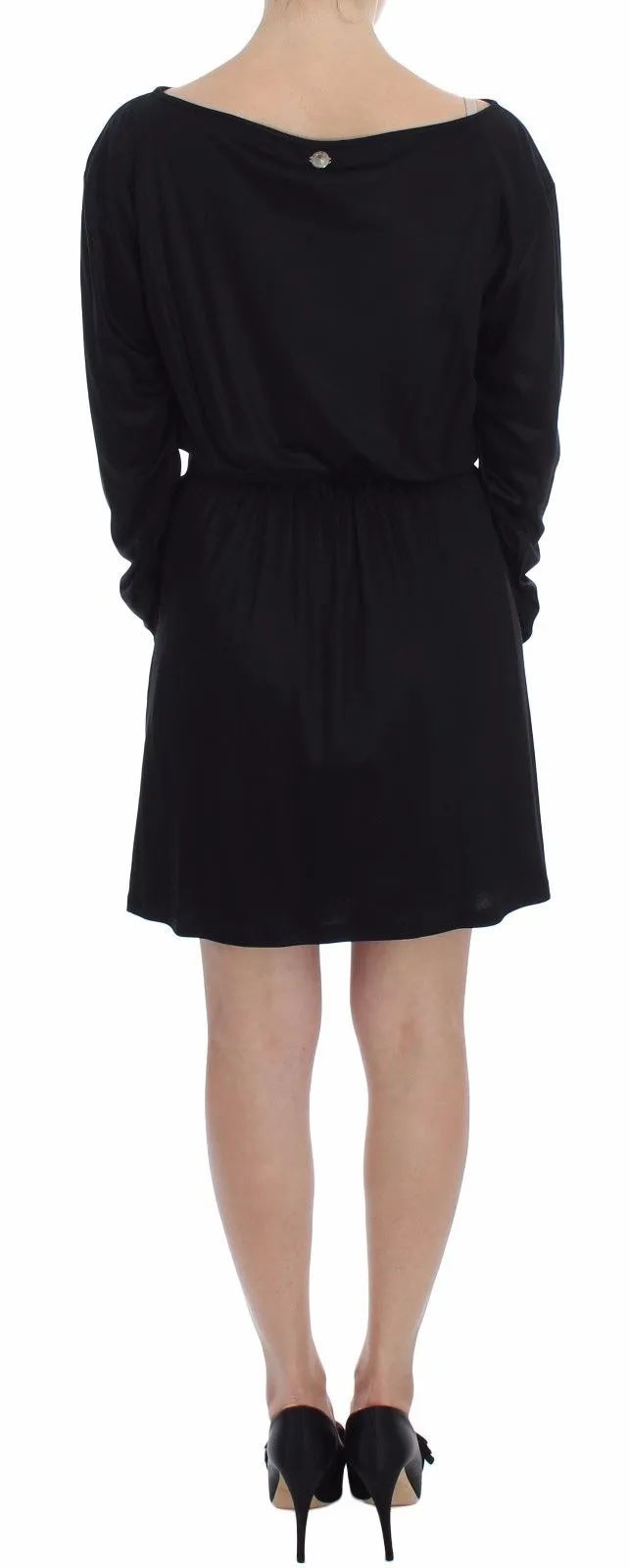 Elegant Black Silk Blend Shift Dress sold by Louxly product image thumbnail 4
