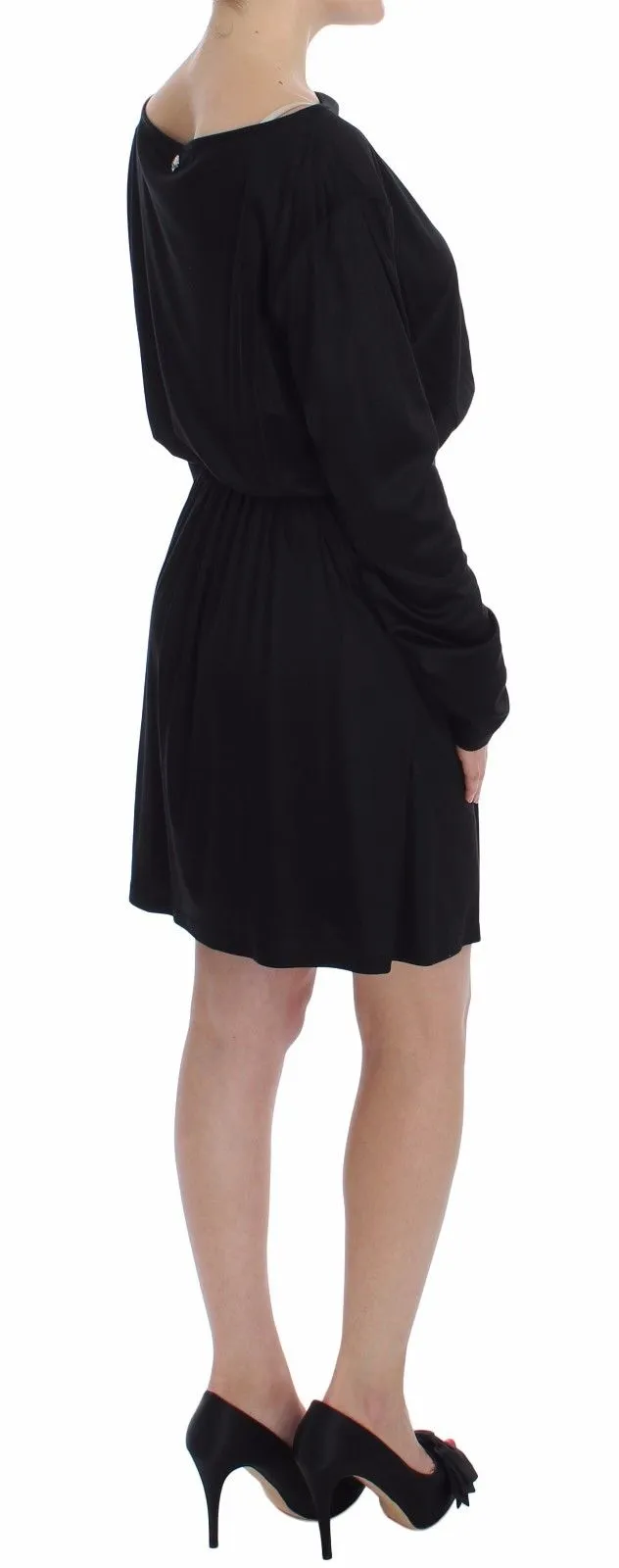 Elegant Black Silk Blend Shift Dress sold by Louxly product image thumbnail 5