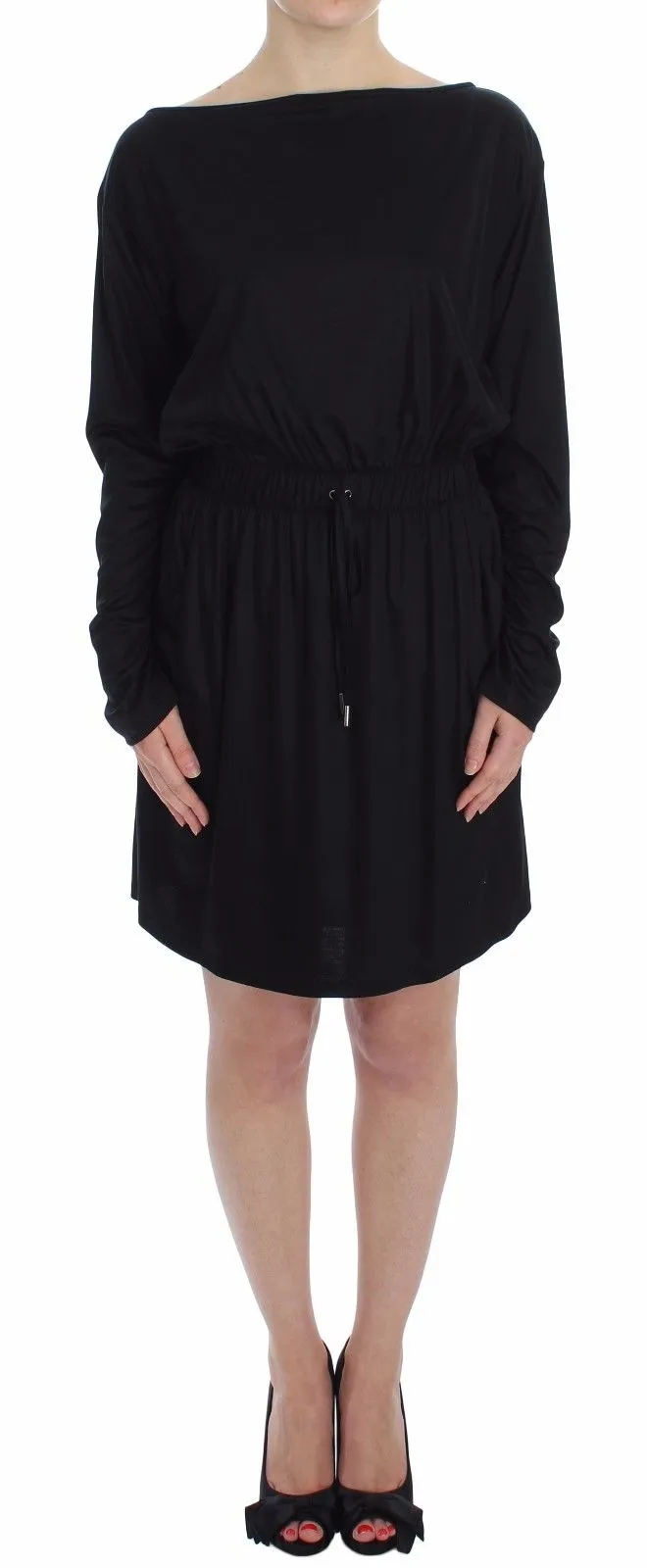Elegant Black Silk Blend Shift Dress sold by Louxly product image thumbnail 2