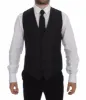 Elegant Gray Striped Wool Dress Vest sold by Louxly