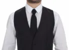 Elegant Gray Striped Wool Dress Vest sold by Louxly