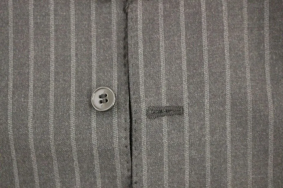 Elegant Gray Striped Wool Dress Vest sold by Louxly product image thumbnail 5