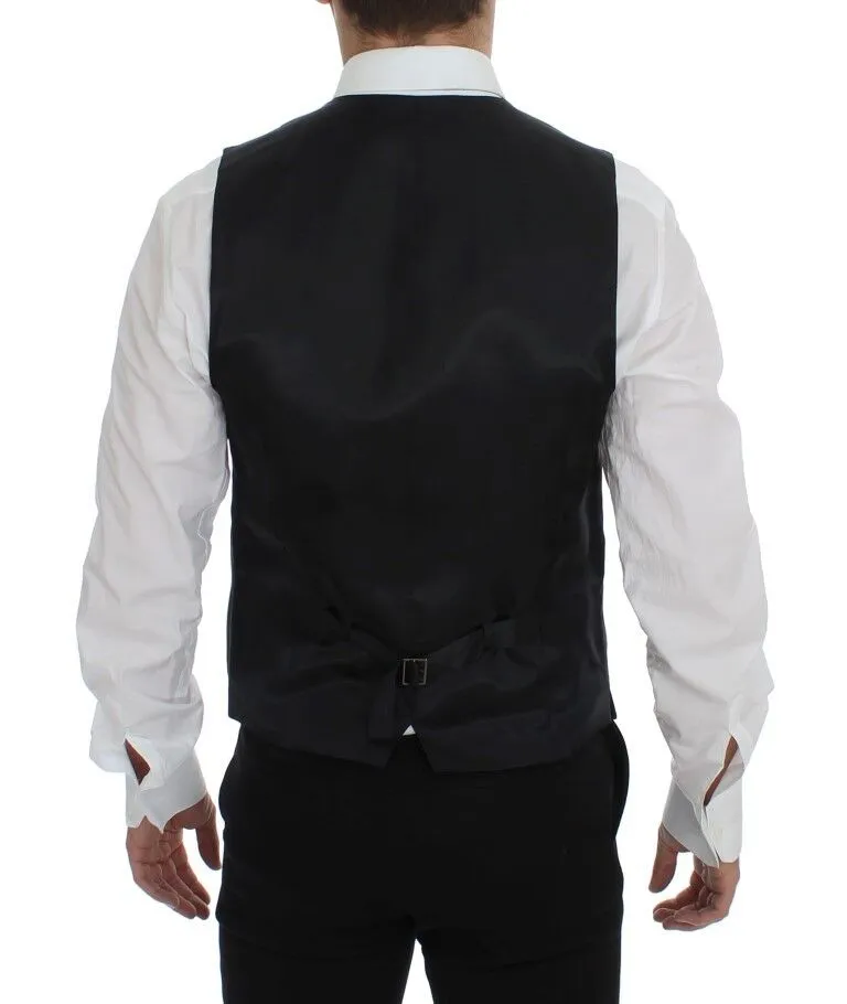 Elegant Gray Striped Wool Dress Vest sold by Louxly product image thumbnail 2