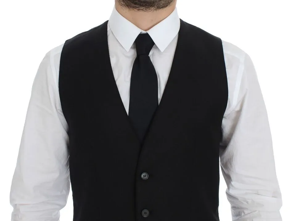 Elegant Black Wool Dress Vest sold by Louxly product image thumbnail 3