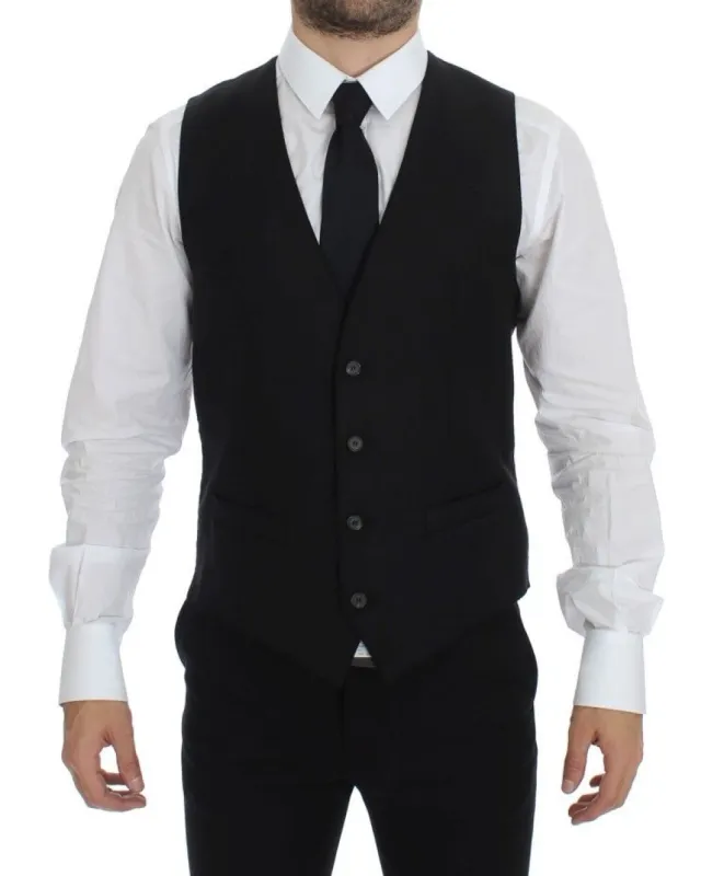 Elegant Black Wool Dress Vest sold by Louxly