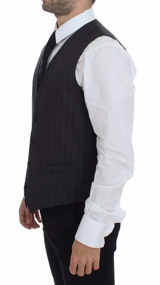 Elegant Striped Gray Dress Vest sold by Louxly product image thumbnail 4