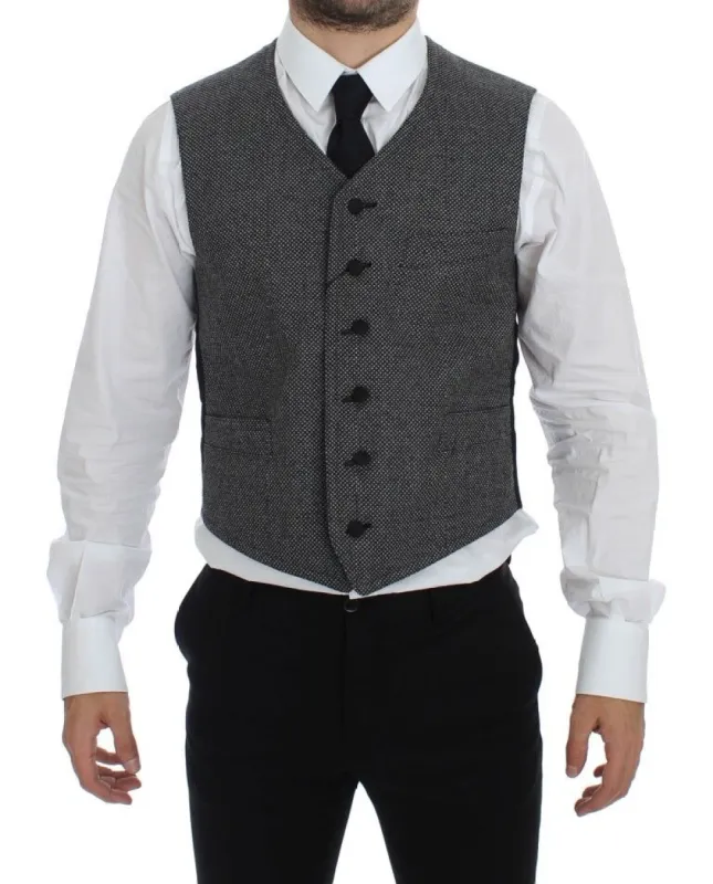 Elegant Single Breasted Gray Dress Vest sold by Louxly