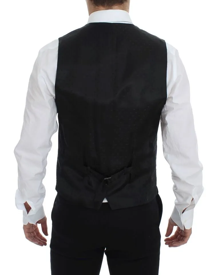 Elegant Black Wool Formal Dress Vest sold by Louxly product image thumbnail 3