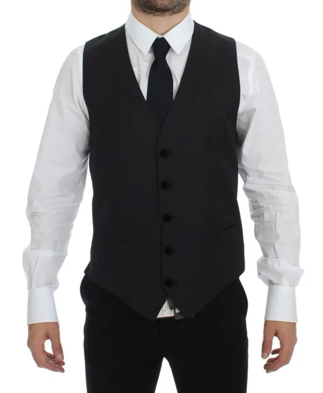 Elegant Gray Wool Dress Vest sold by Louxly