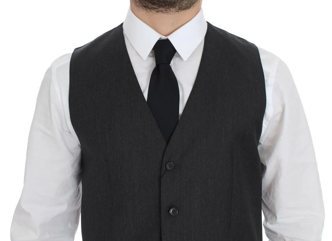 Elegant Gray Wool Formal Vest sold by Louxly product image thumbnail 2