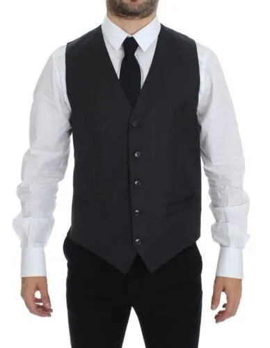 Elegant Gray Wool Formal Vest sold by Louxly