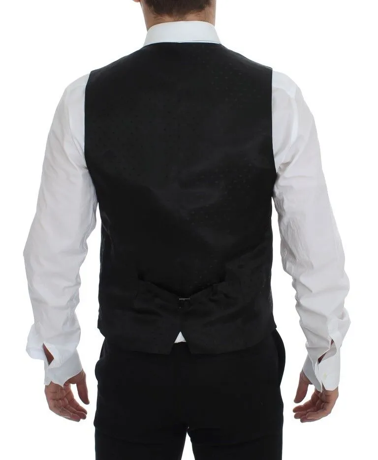 Elegant Black Wool Silk Dress Vest sold by Louxly product image thumbnail 3