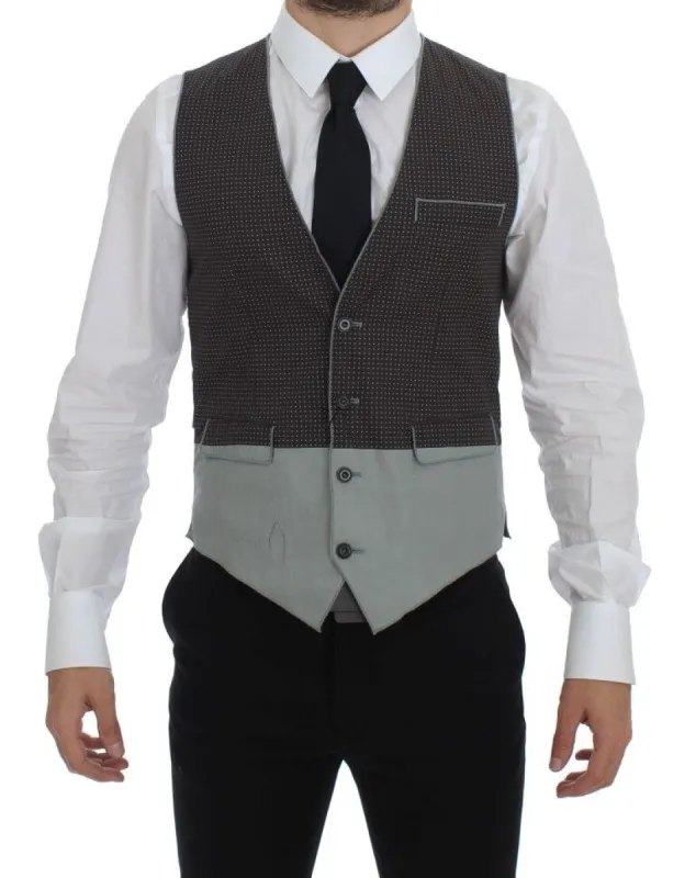 Elegant Gray Cotton Dress Vest sold by Louxly