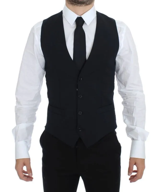Elegant Blue Wool Dress Vest sold by Louxly