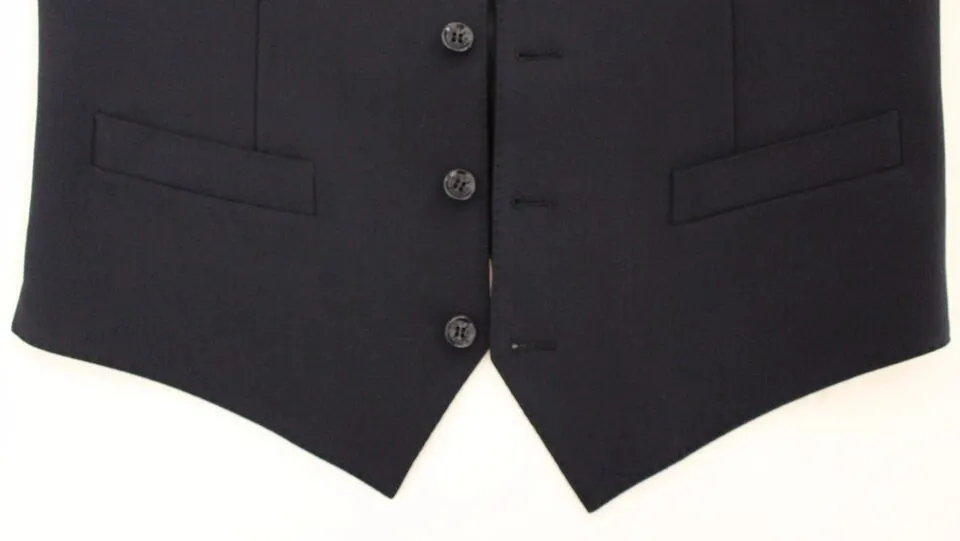 Elegant Blue Wool Dress Vest sold by Louxly product image thumbnail 5