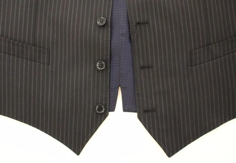 Elegant Gray Striped Dress Vest sold by Louxly product image thumbnail 5