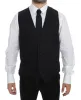 Elegant Gray Striped Wool Dress Vest sold by Louxly