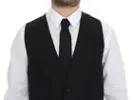 Elegant Gray Striped Wool Dress Vest sold by Louxly