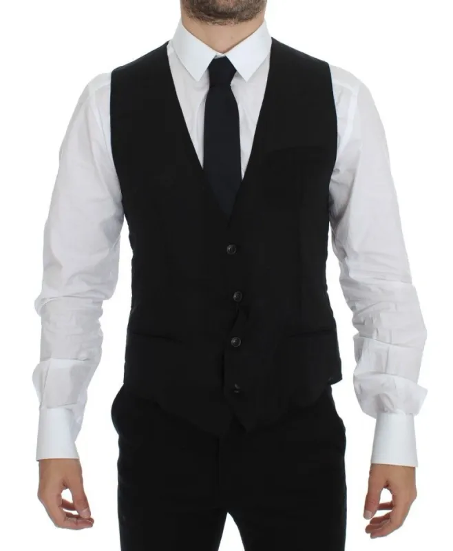 Elegant Black Wool Dress Vest sold by Louxly